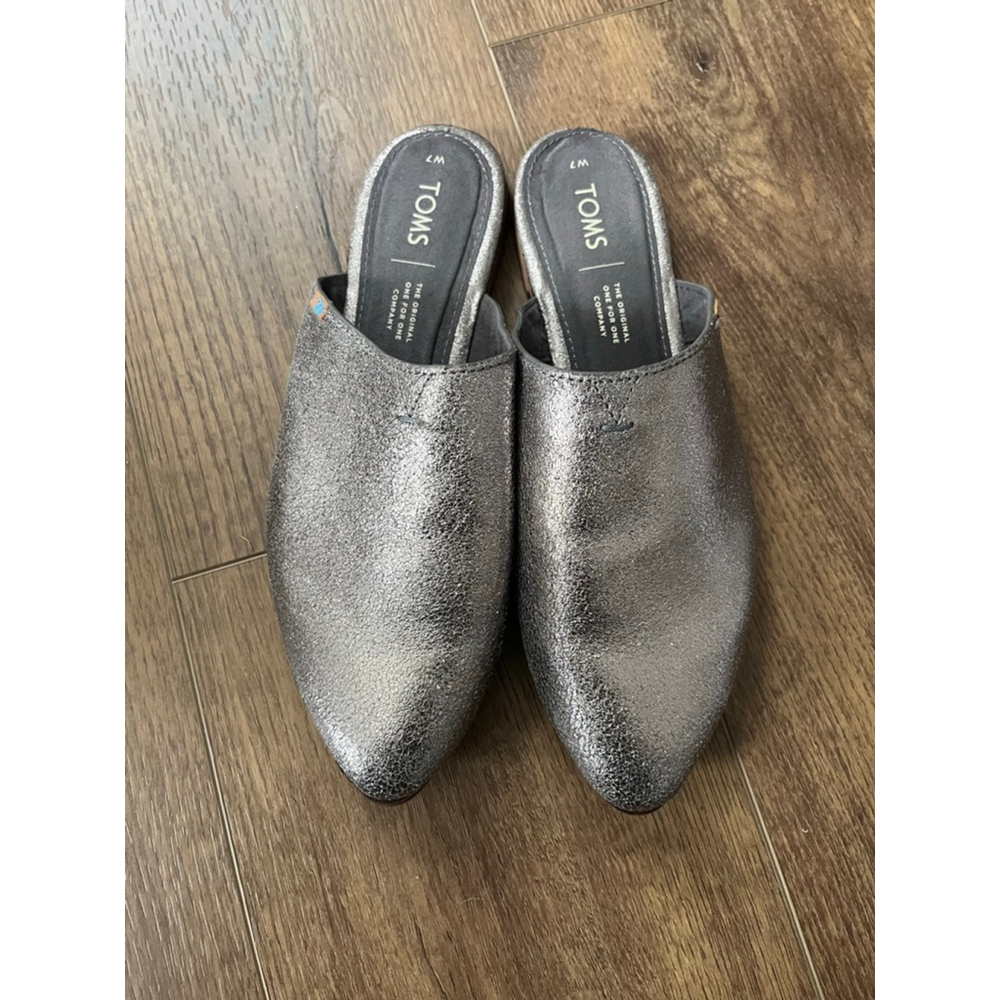 Toms Jutti mule pewter metallic size 7 - Picture 2 of 10
